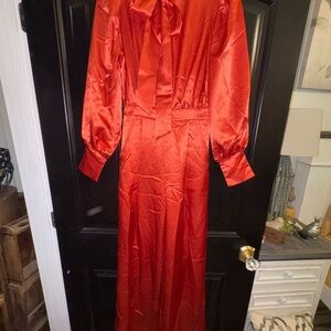 Elegant Red Satin Dress